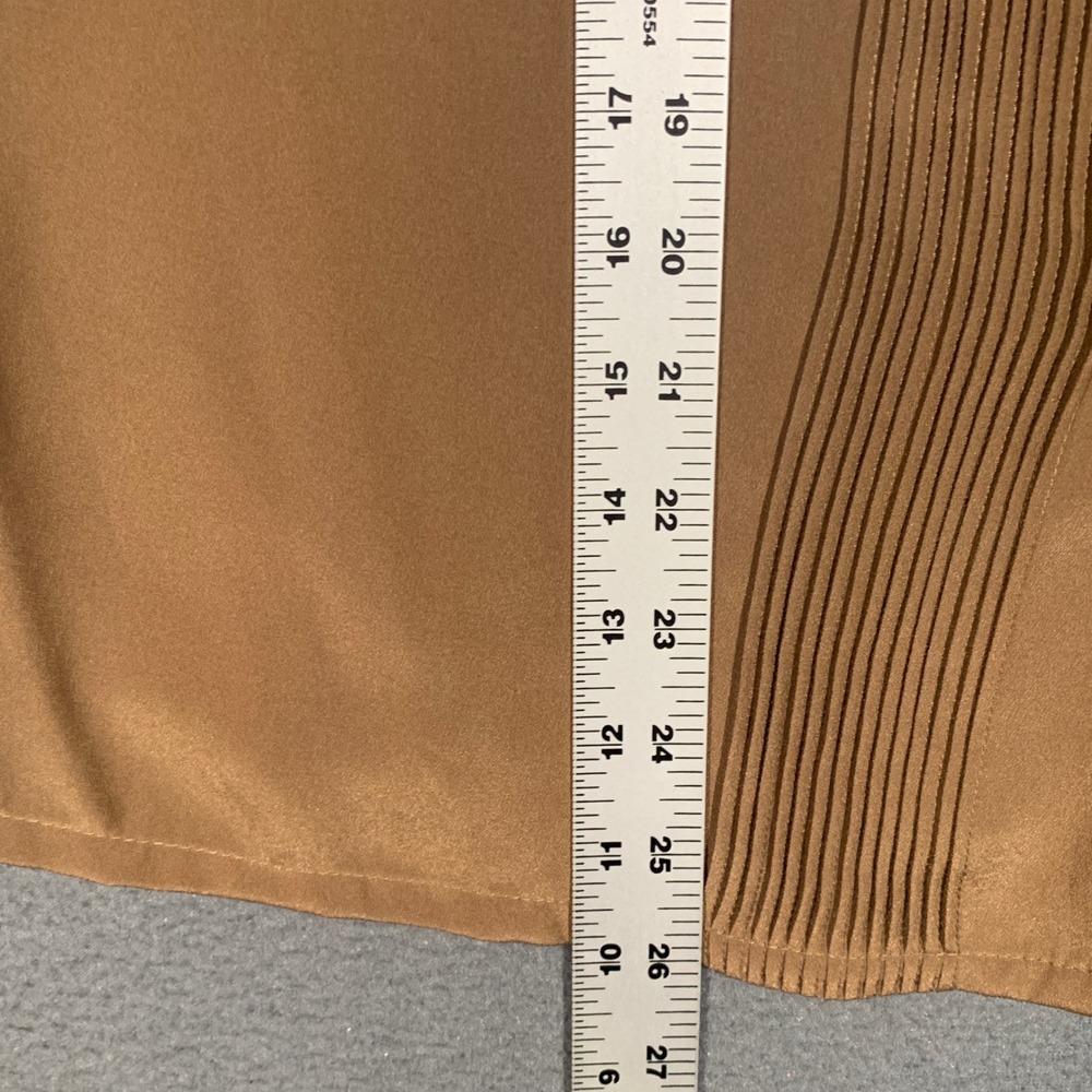 Laura & Jayne Blouse Women Small Brown Pleated Short Sleeve Button Up Vintage - Picture 4 of 5